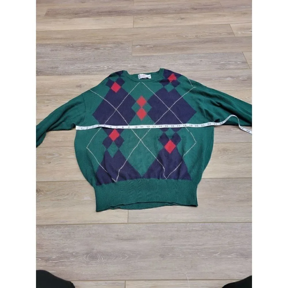 Clark and Gregory Scottish argyle size large 100% cotton green blue and red,  gr